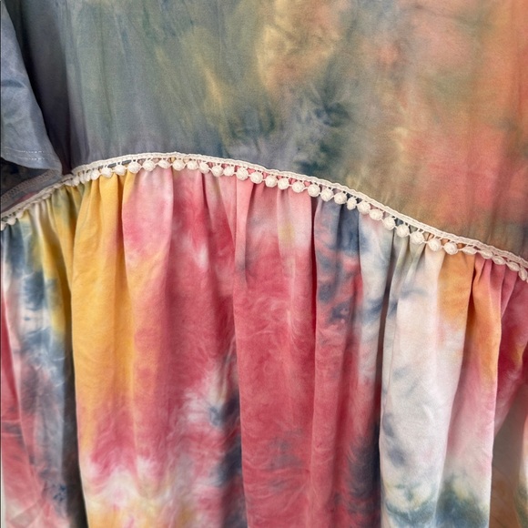 Tie Dye Babydoll Flutter Sleeve Top - Picture 3 of 6
